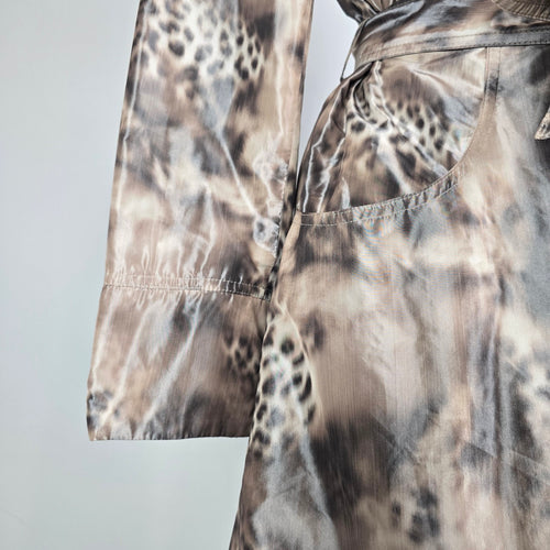 Renuar Belted Rain Jacket Animal Print Lightweight Size 16