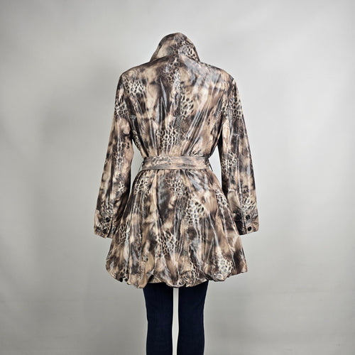 Renuar Belted Rain Jacket Animal Print Lightweight Size 16