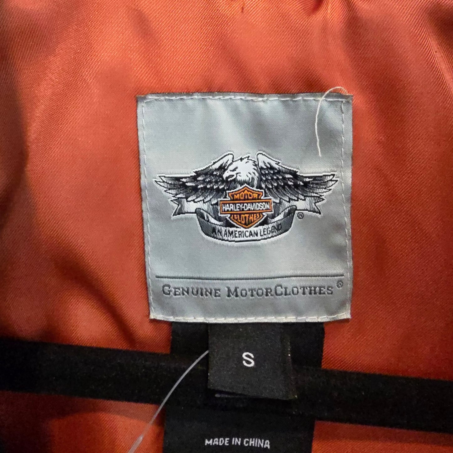 Harley Davidson Moto Vest Embroidered Logo Zip Black Red Size S