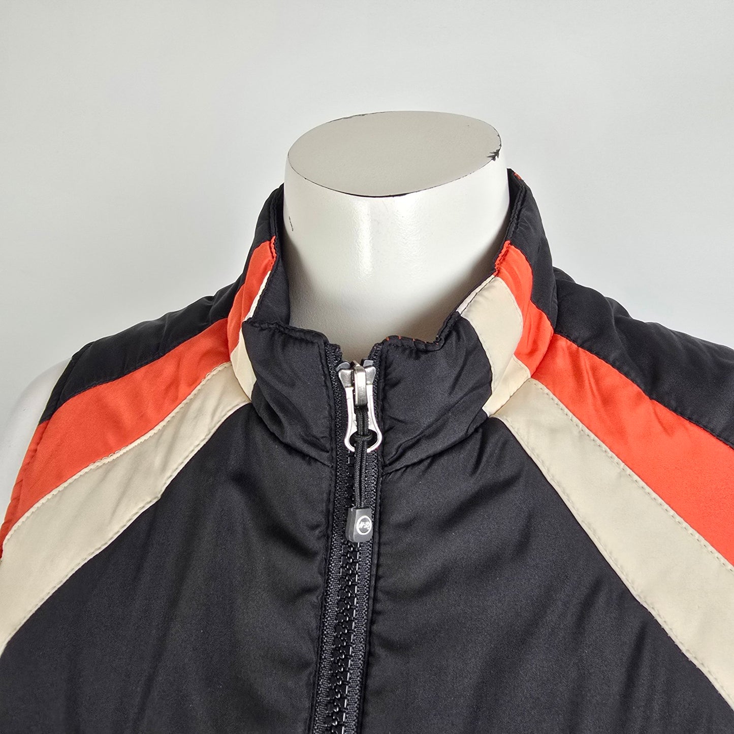 Harley Davidson Moto Vest Embroidered Logo Zip Black Red Size S