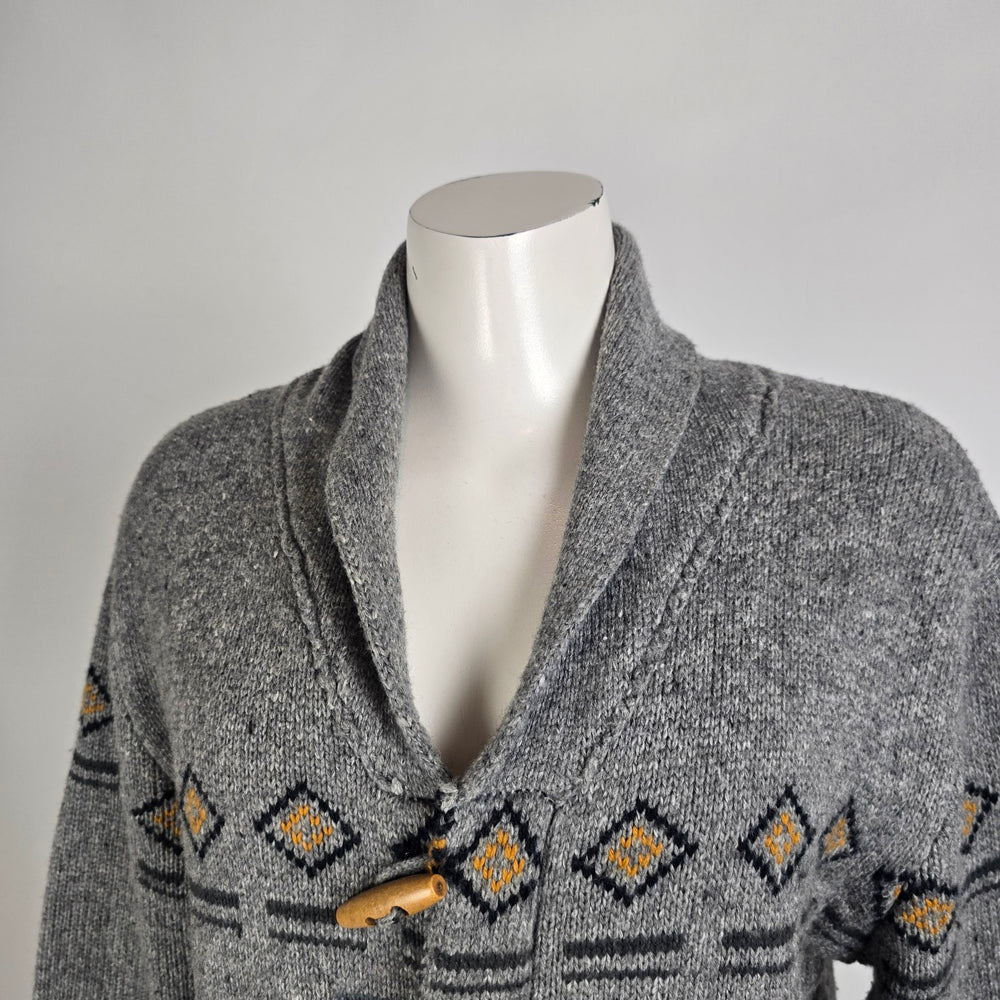 Premium by Kolby Southwestern Cardigan Jacket Size M Grey Aztec Toggle Sweater