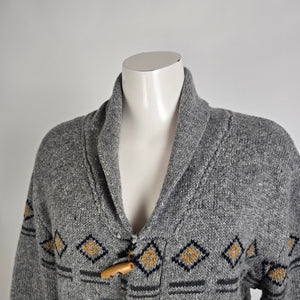 Premium by Kolby Southwestern Cardigan Jacket Size M Grey Aztec Toggle Sweater