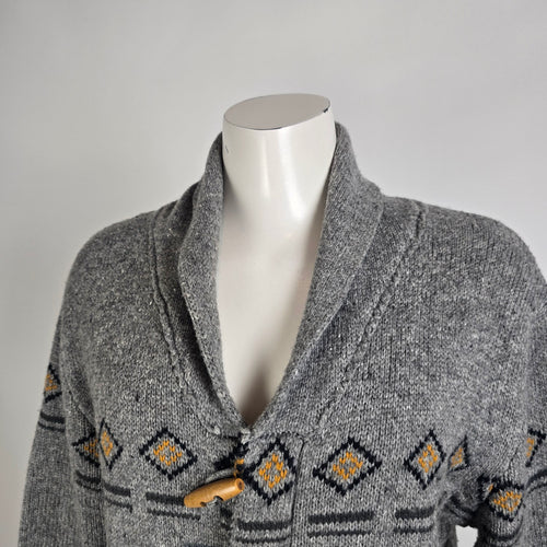 Premium by Kolby Southwestern Cardigan Jacket Size M Grey Aztec Toggle Sweater