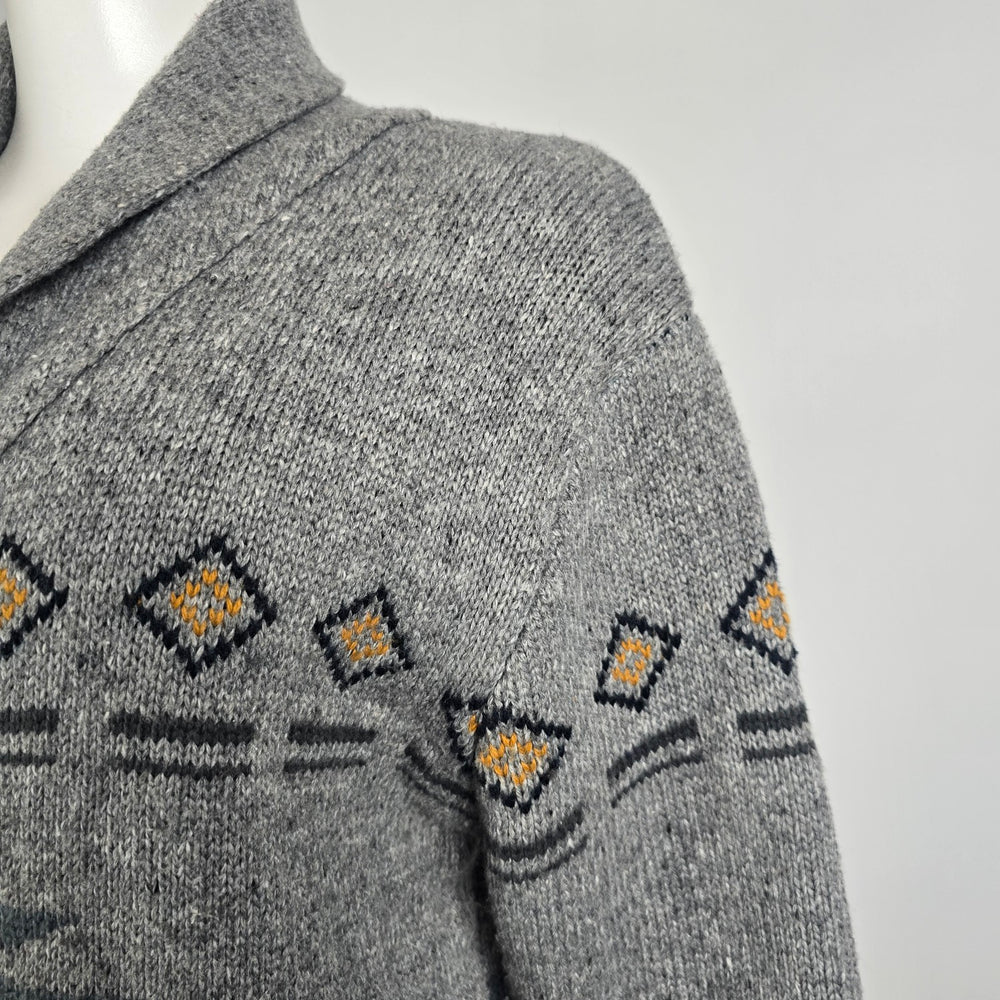 Premium by Kolby Southwestern Cardigan Jacket Size M Grey Aztec Toggle Sweater