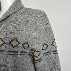 Premium by Kolby Southwestern Cardigan Jacket Size M Grey Aztec Toggle Sweater