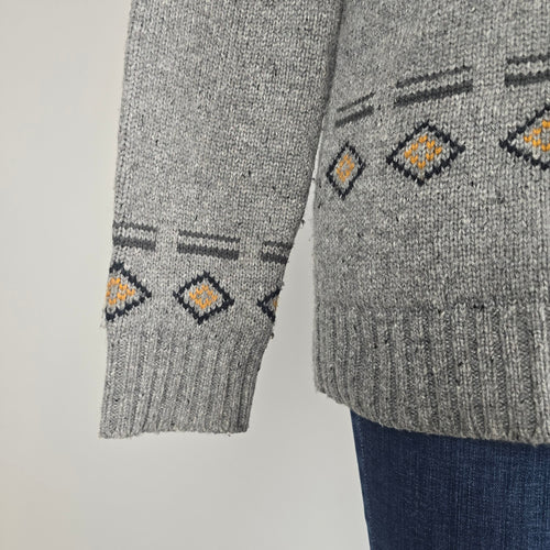 Premium by Kolby Southwestern Cardigan Jacket Size M Grey Aztec Toggle Sweater