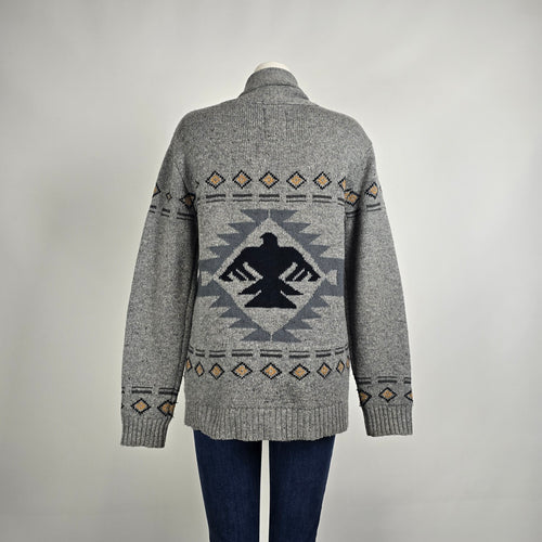Premium by Kolby Southwestern Cardigan Jacket Size M Grey Aztec Toggle Sweater