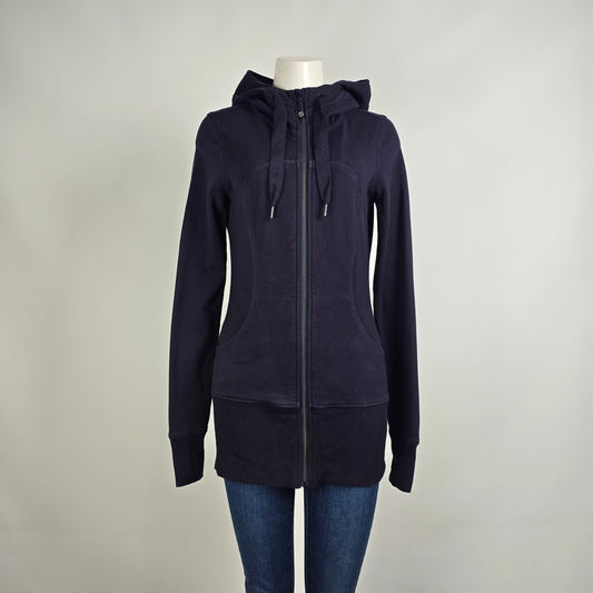 Lululemon Live Simply Jacket Size 8 Navy Zip Up Hoodie Thumbholes Athletic