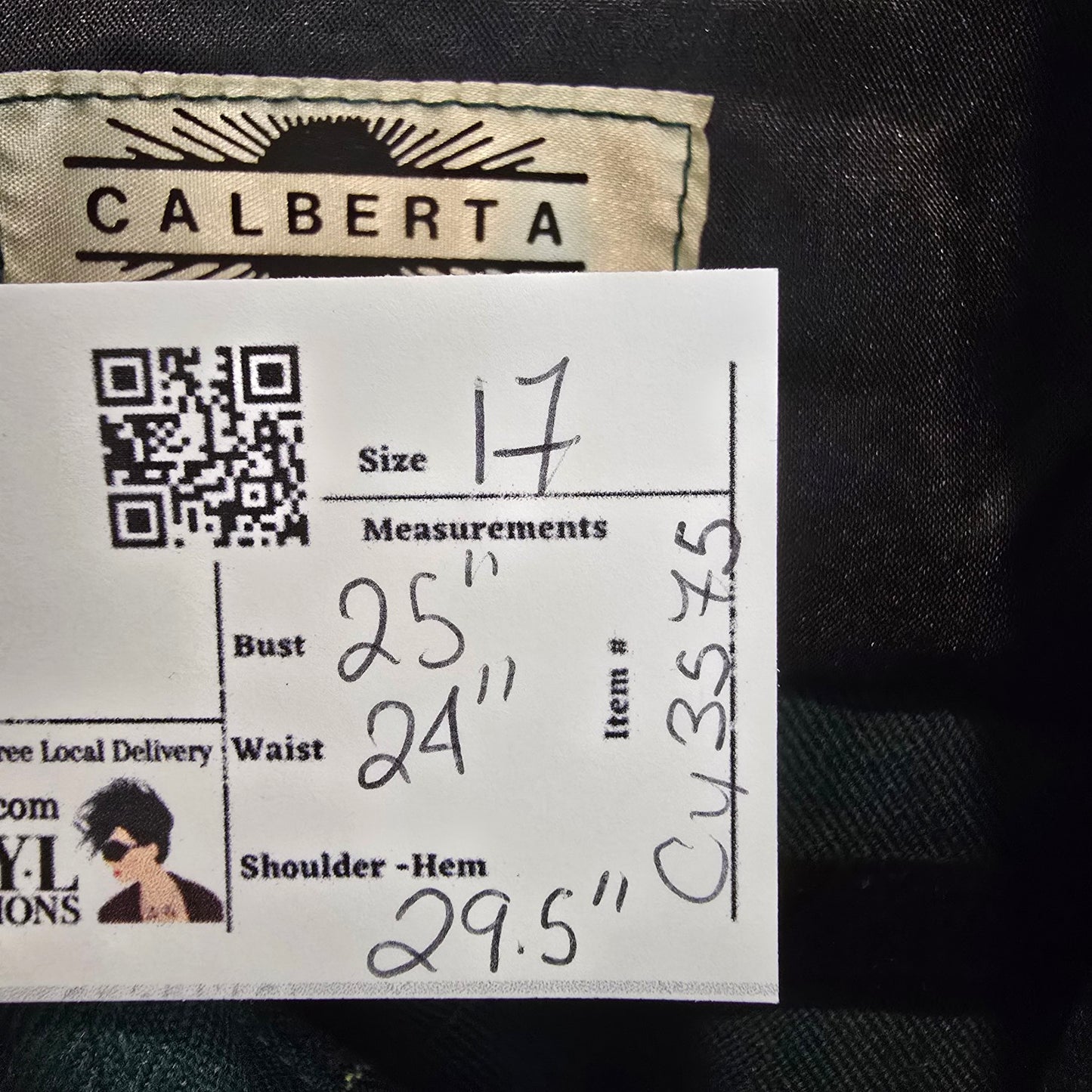Calberta Western Pearl Snap Size L/XL Green Long Sleeve Vintage Canada Made