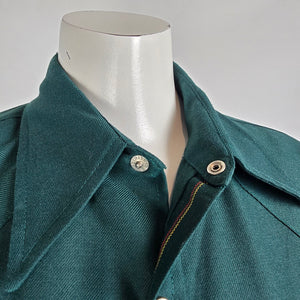 Calberta Western Pearl Snap Size L/XL Green Long Sleeve Vintage Canada Made
