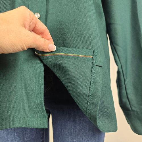 Calberta Western Pearl Snap Size L/XL Green Long Sleeve Vintage Canada Made