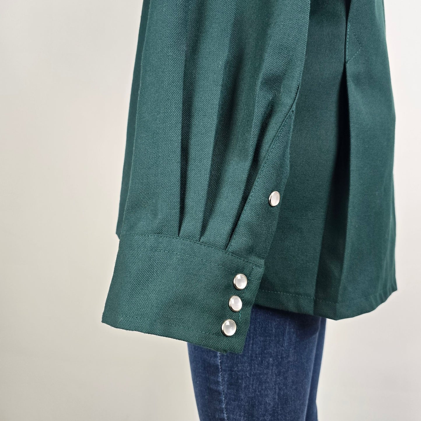 Calberta Western Pearl Snap Size L/XL Green Long Sleeve Vintage Canada Made