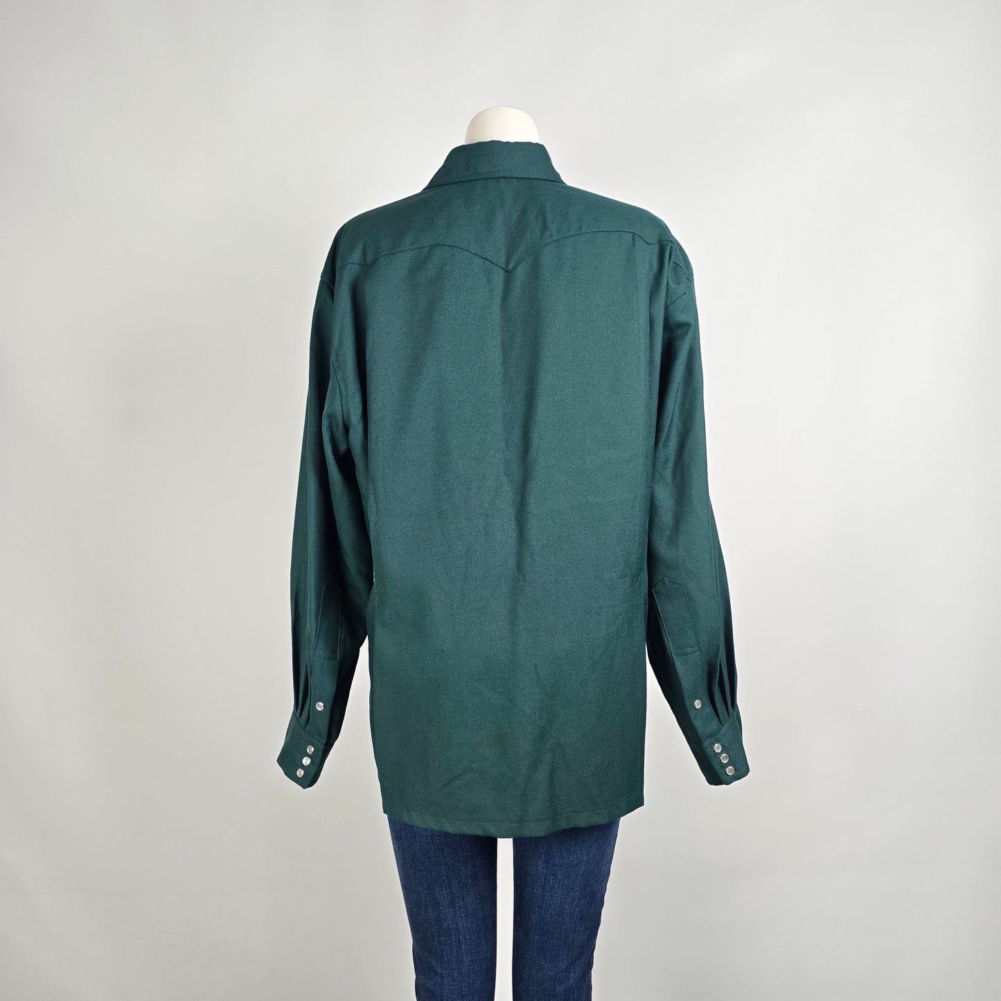 Calberta Western Pearl Snap Size L/XL Green Long Sleeve Vintage Canada Made