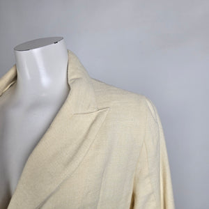 Fashion V.I.P Blazer Cream Linen Wool Jacket Size 8 Made in France Button Front