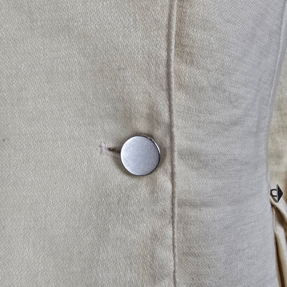 Fashion V.I.P Blazer Cream Linen Wool Jacket Size 8 Made in France Button Front