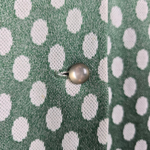 Vintage 70s Green Polka Dot Blazer Size M/L Jacket Button Front Retro Chic