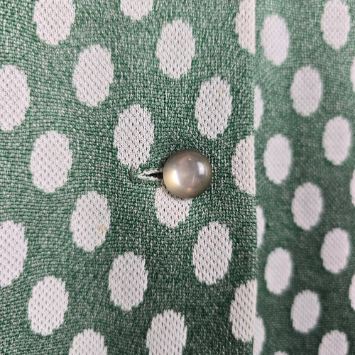 Vintage 70s Green Polka Dot Blazer Size M/L Jacket Button Front Retro Chic
