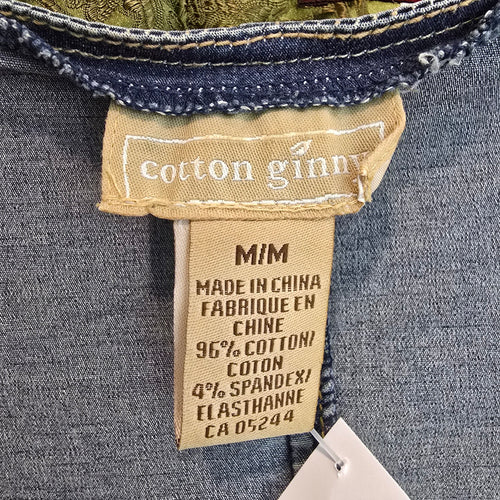Vintage Y2k Cotton Ginny Denim Vest Size M Snap Front Stretch Jean Top 90s