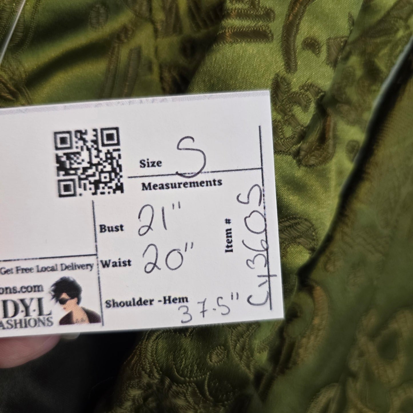 Vintage Chinese Brocade Jacket Size S Olive Green Frog Closure Tunic Coat