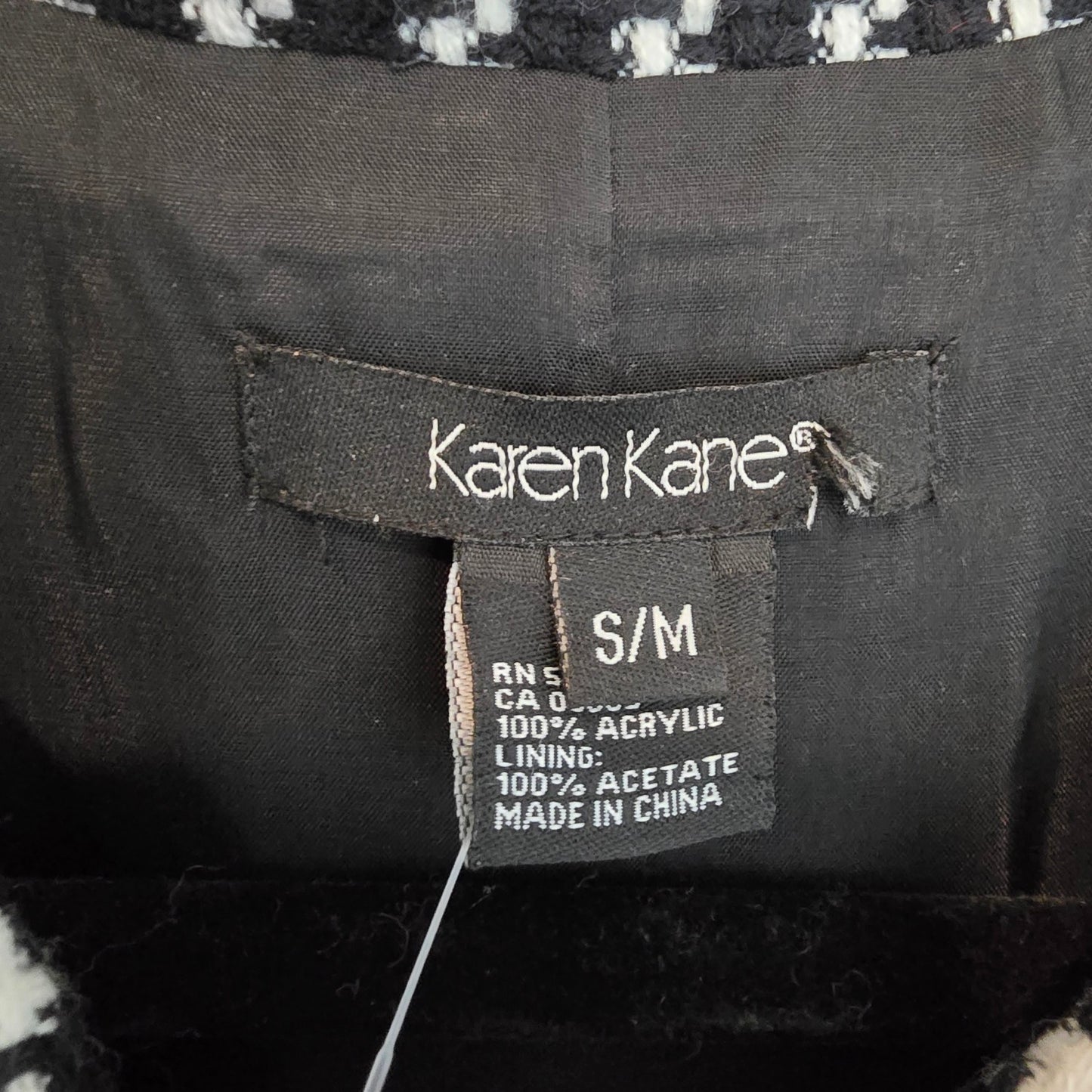 Karen Kane Houndstooth Coat Cape Style Jacket Black White S/M