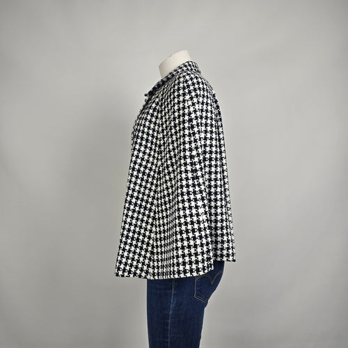 Karen Kane Houndstooth Coat Cape Style Jacket Black White S/M