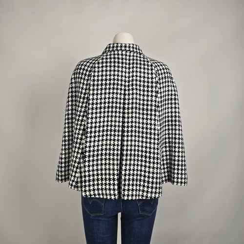 Karen Kane Houndstooth Coat Cape Style Jacket Black White S/M