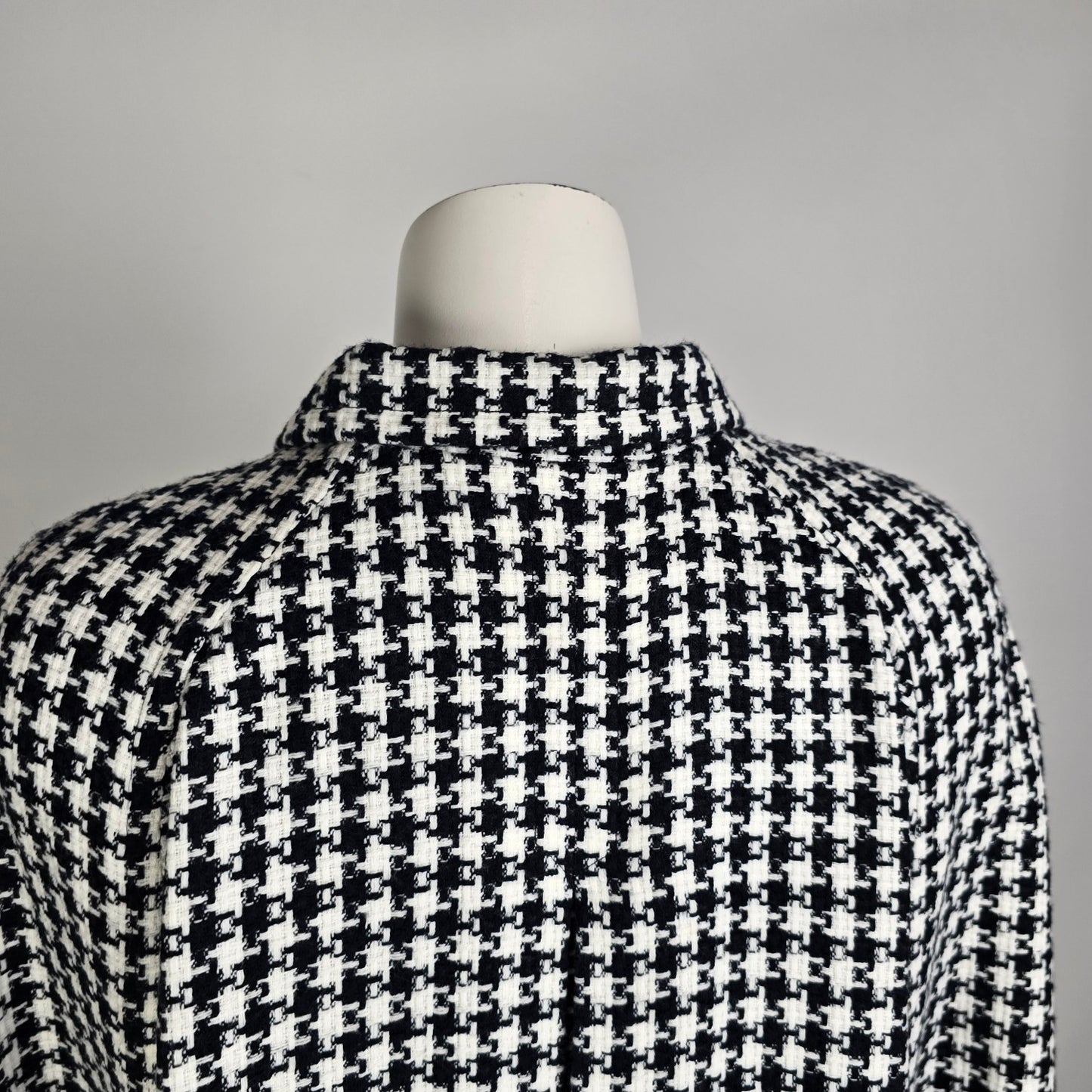 Karen Kane Houndstooth Coat Cape Style Jacket Black White S/M