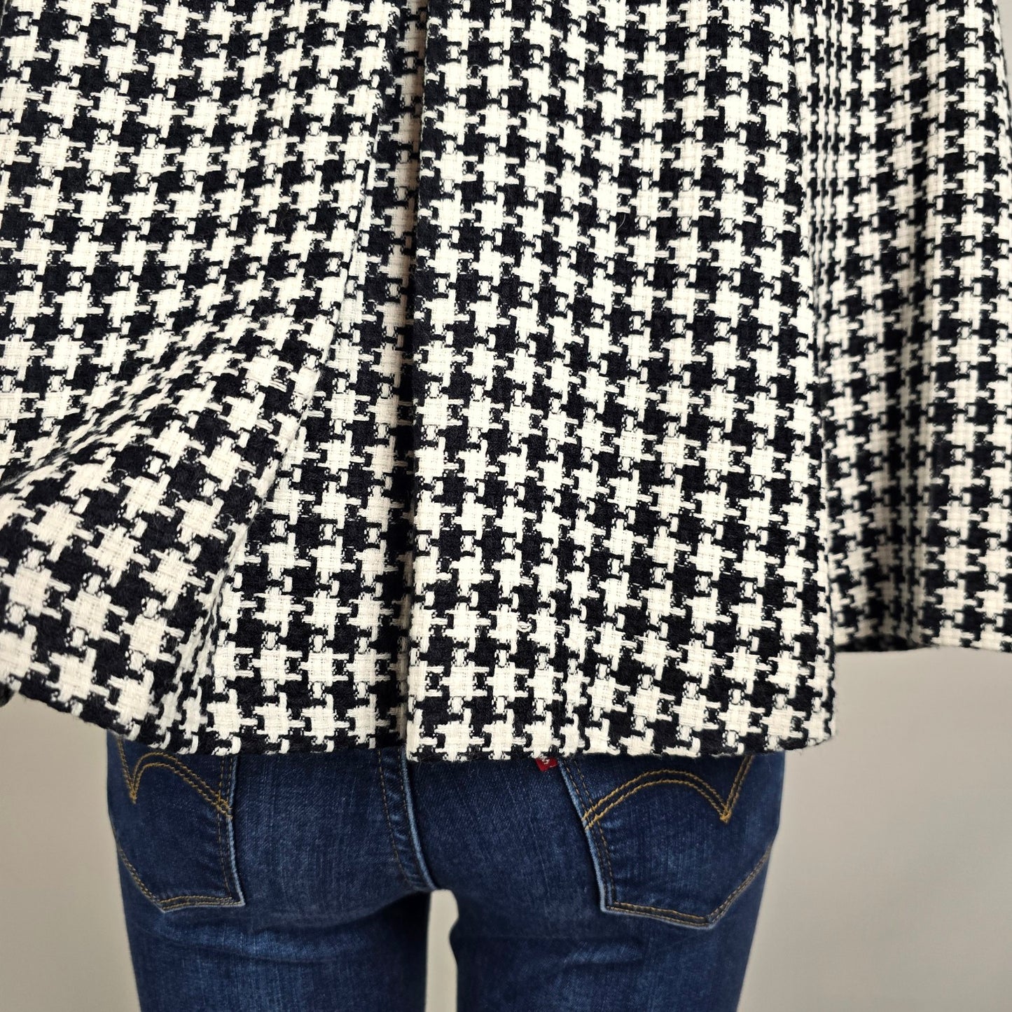 Karen Kane Houndstooth Coat Cape Style Jacket Black White S/M