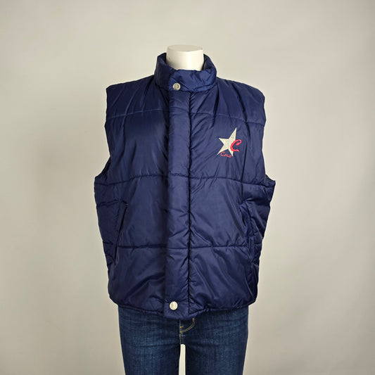 Vintage Cersa Puffer Vest Women’s Blue Quilted Logo Snap Front Size M