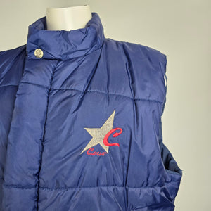 Vintage Cersa Puffer Vest Women’s Blue Quilted Logo Snap Front Size M
