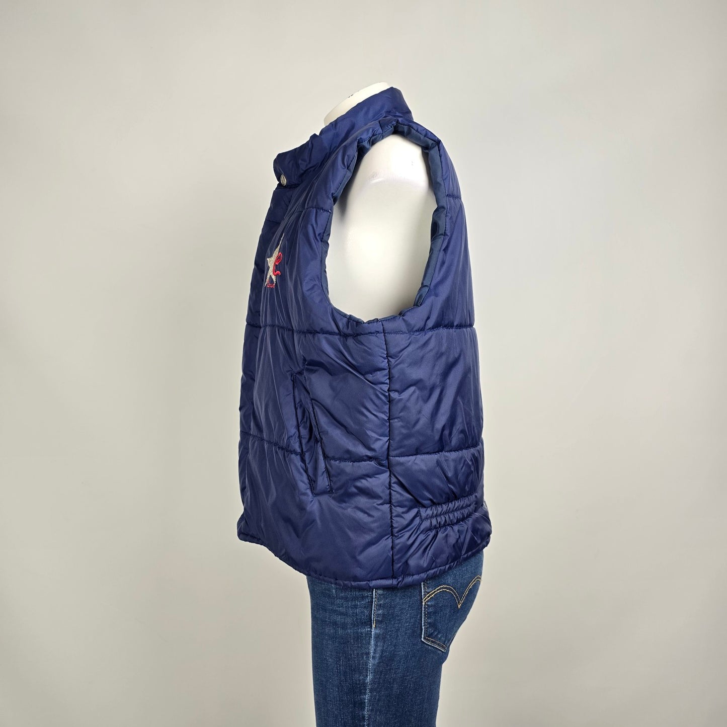 Vintage Cersa Puffer Vest Women’s Blue Quilted Logo Snap Front Size M