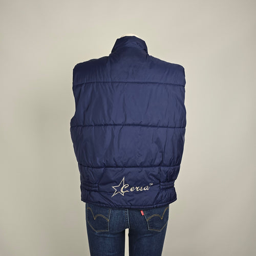 Vintage Cersa Puffer Vest Women’s Blue Quilted Logo Snap Front Size M