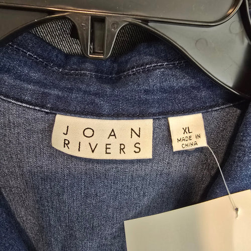 Joan Rivers Denim Blazer Stretch Jean Jacket 3/4 Sleeve Casual Size XL
