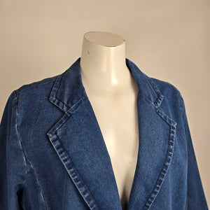 Joan Rivers Denim Blazer Stretch Jean Jacket 3/4 Sleeve Casual Size XL