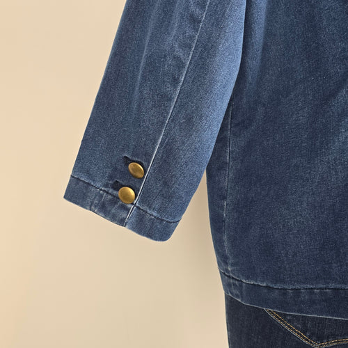 Joan Rivers Denim Blazer Stretch Jean Jacket 3/4 Sleeve Casual Size XL