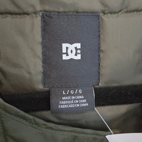 DC Quilted Puffer Vest Olive Green Snap Front Insulated Size L
