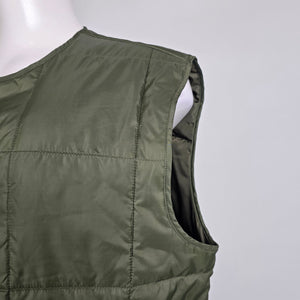 DC Quilted Puffer Vest Olive Green Snap Front Insulated Size L