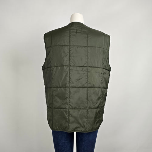 DC Quilted Puffer Vest Olive Green Snap Front Insulated Size L