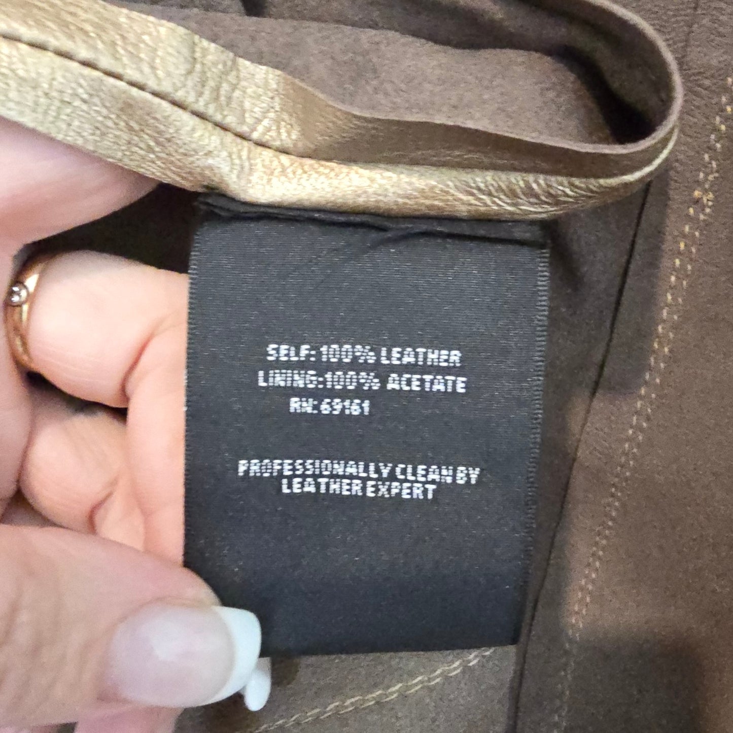 Carlisle Gold Leather Jacket Metallic Ruffle Cuff Statement Blazer Size 4