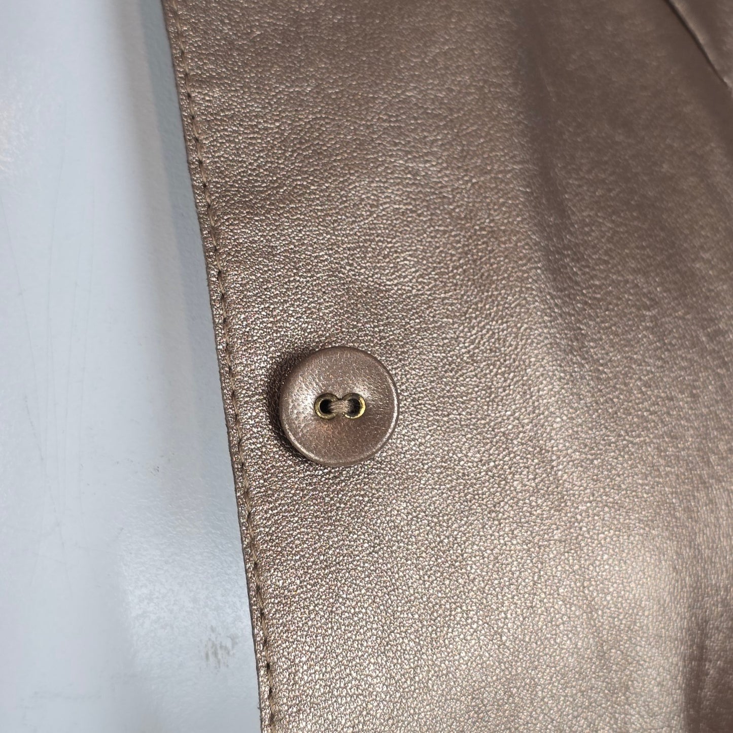 Carlisle Gold Leather Jacket Metallic Ruffle Cuff Statement Blazer Size 4