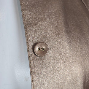 Carlisle Gold Leather Jacket Metallic Ruffle Cuff Statement Blazer Size 4