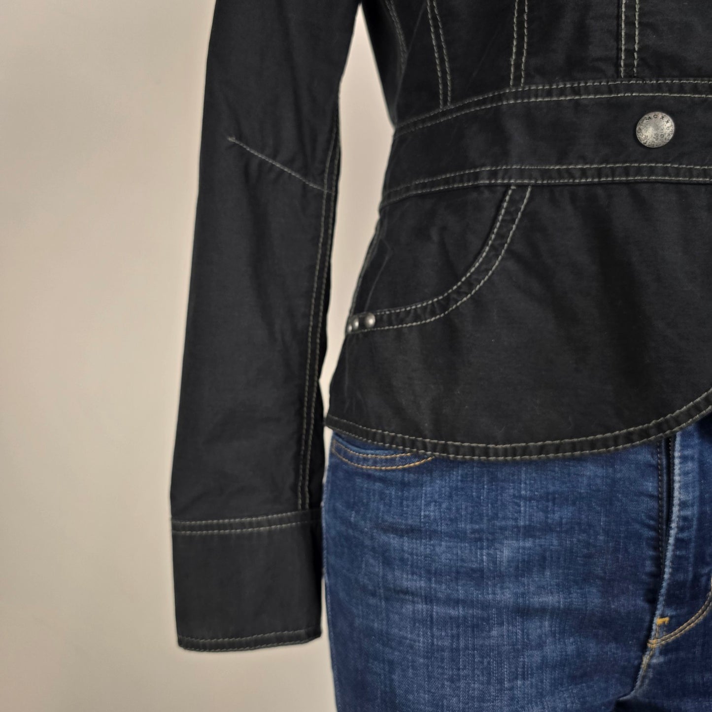 Mexx Black Military Jacket Double Breasted Structured Cotton Blend Size 6