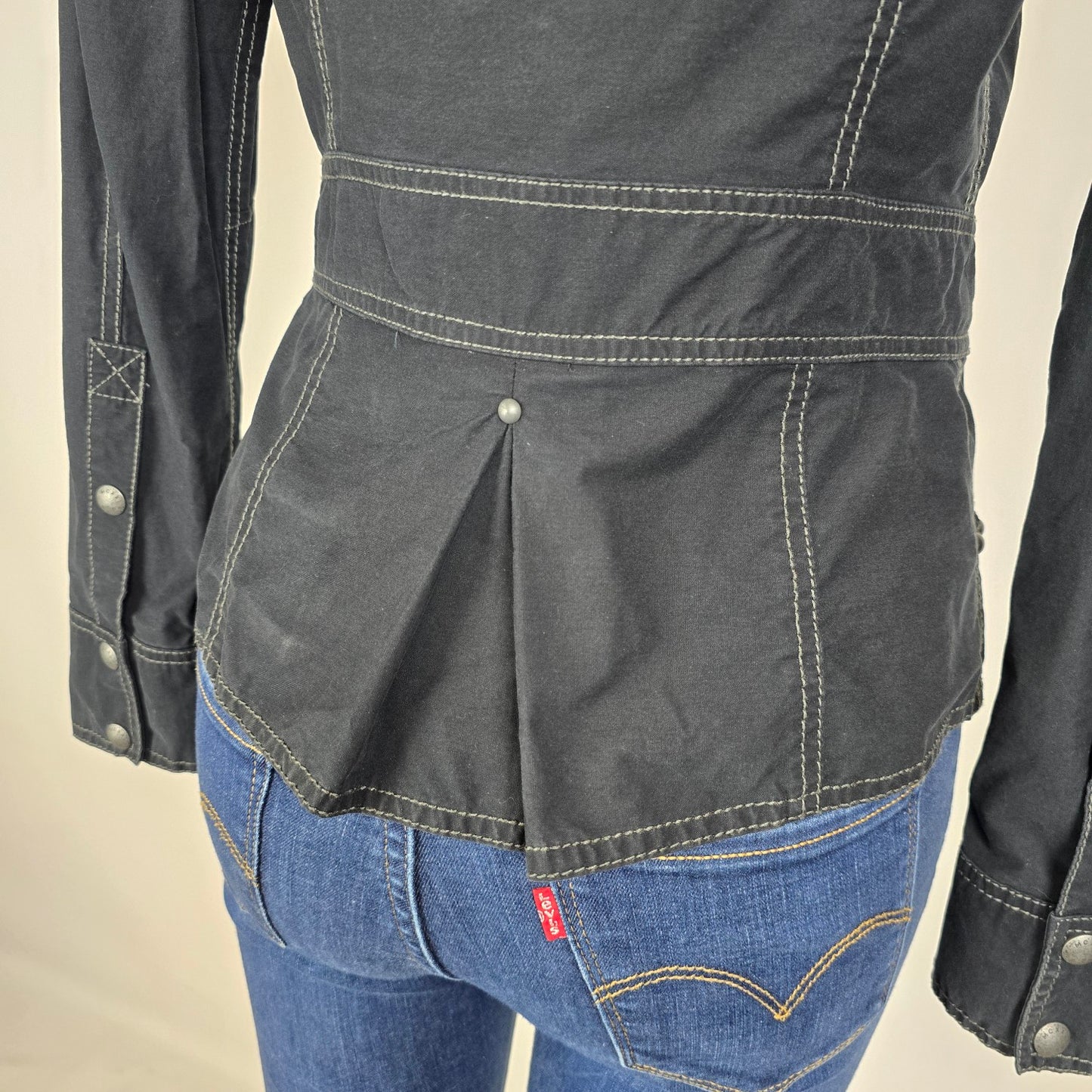 Mexx Black Military Jacket Double Breasted Structured Cotton Blend Size 6