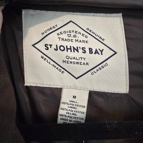 St John’s Bay Brown Puffer Vest Size M Quilted Snap Front Lightweight