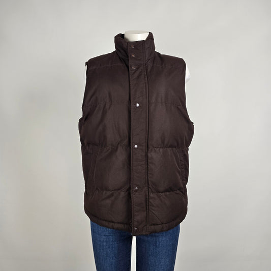 St John’s Bay Brown Puffer Vest Size M Quilted Snap Front Lightweight