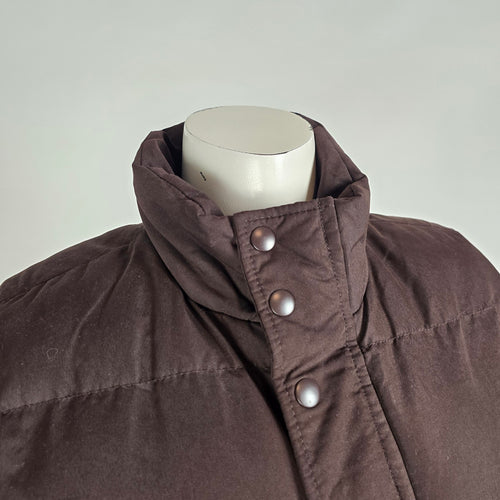 St John’s Bay Brown Puffer Vest Size M Quilted Snap Front Lightweight