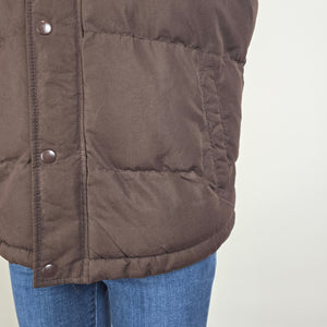 St John’s Bay Brown Puffer Vest Size M Quilted Snap Front Lightweight