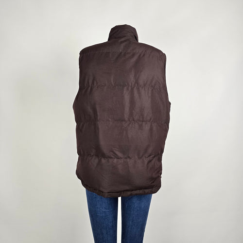 St John’s Bay Brown Puffer Vest Size M Quilted Snap Front Lightweight