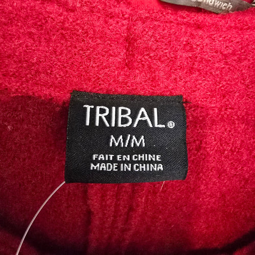 Tribal Red Wool Blazer Textured Collar Statement Jacket Size M