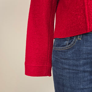 Tribal Red Wool Blazer Textured Collar Statement Jacket Size M